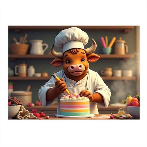 Pastacı İnek Portresi Mdf poster 35cm X50cm