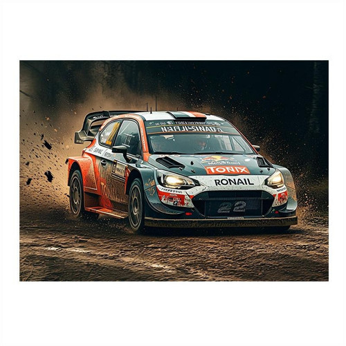 Ralli Yarış Arabası Dekoratif ahşap Tablo 50cmX 70cm