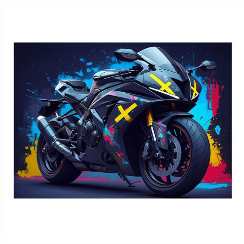 Neon Işıklı Motosiklet Dekoratif Mdf Tablo 50cmX 70cm
