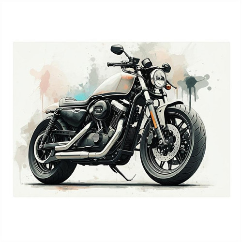 Siyah Motosiklet Profili Modern Mdf Tablo 35cm X50cm