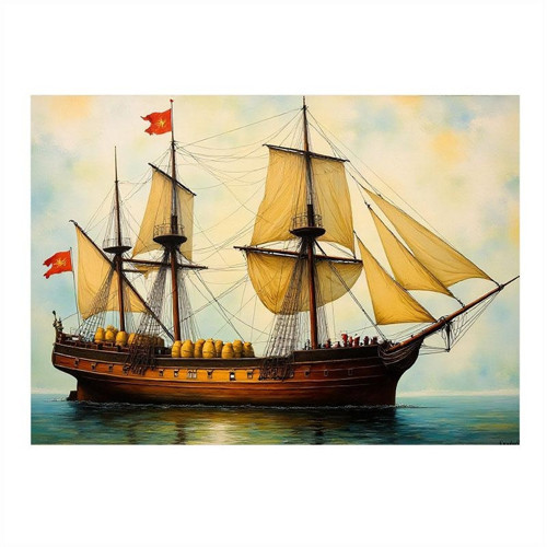 Ahşap Yelkenli Gemi Mdf poster 50cmX 70cm
