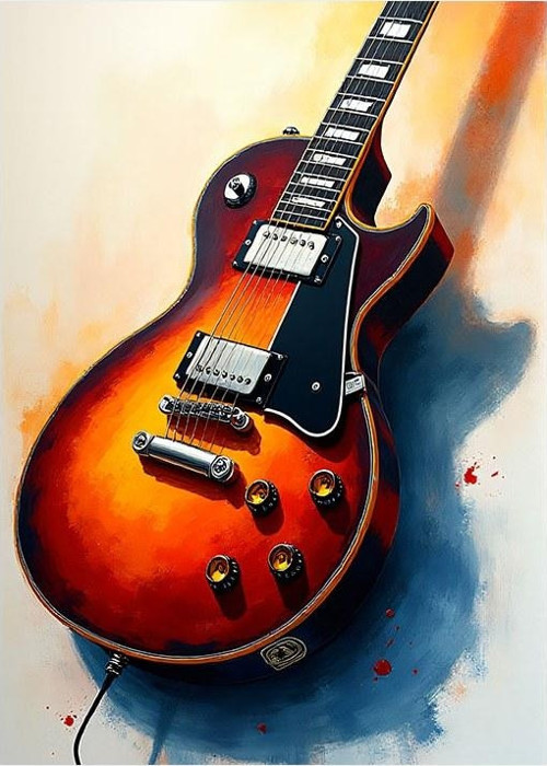 Elektro Gitar Tutkusu Desenli Mdf Tablo