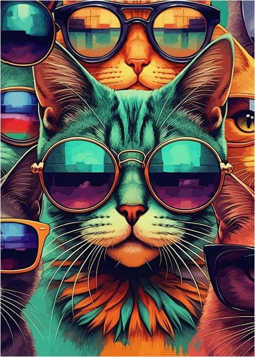 Renkli Kedi Eğlencesi Tasarım Mdf Tablo