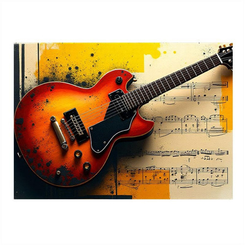 Akustik Gitar Tasarımı Dekoratif Mdf Tablo 50cmX 70cm