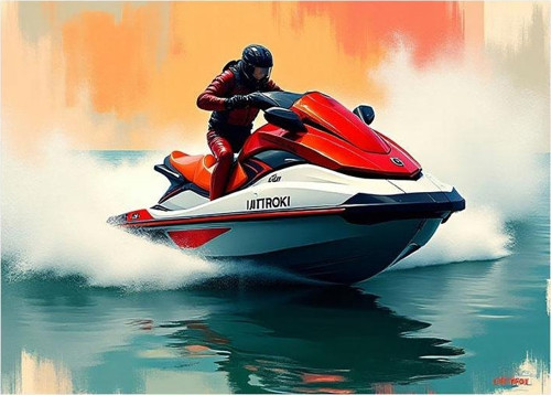 Deniz Üzerinde Jet Ski Mdf Tablo 35cm X50cm