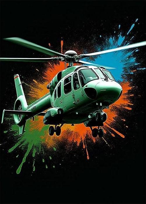 Helikopterin Renkli Hızı Dekoratif ahşap Tablo