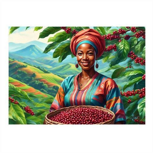 Kahve Hasadı Kadın Tasarım Ahşap Tablo 35cm X50cm