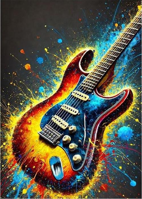 Elektro Gitarın Coşkusu Hediyelik Ahşap Tablo