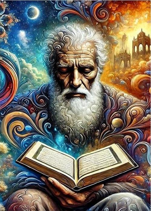 Kuran Okuyan Adam Desenli Ahşap Tablo