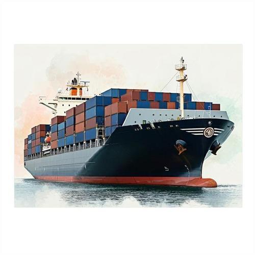 Büyük Yük Gemisi Çizimi Tasarım Ahşap Tablo 35cm X50cm