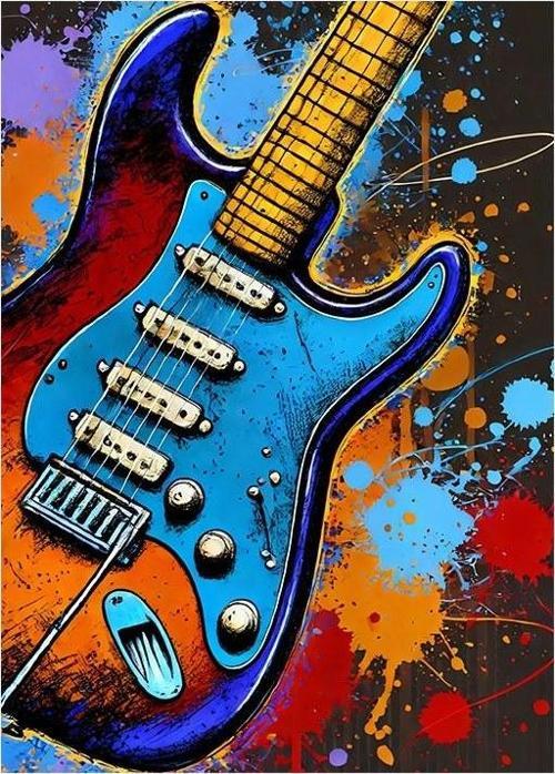 Coşkulu Gitar Ezgileri Modern Mdf Tablo
