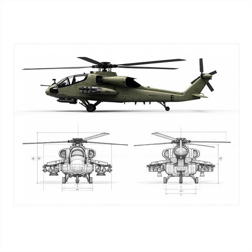 Askeri Helikopter Planı Desenli Mdf Tablo 25cmX 35cm