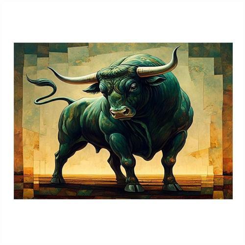 Güçlü Boğa Figürü Hediyelik Ahşap Tablo 35cm X50cm