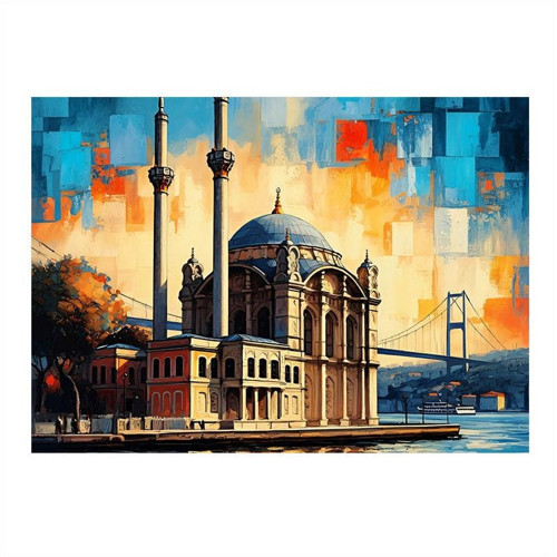 İstanbul Ortaköy Camii Modern Ahşap Tablo 35cm X50cm
