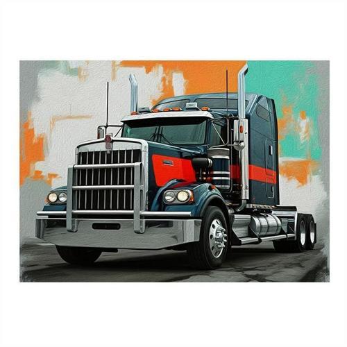 Siyah Uzun Yol Tırı Modern Ahşap Tablo 25cmX 35cm