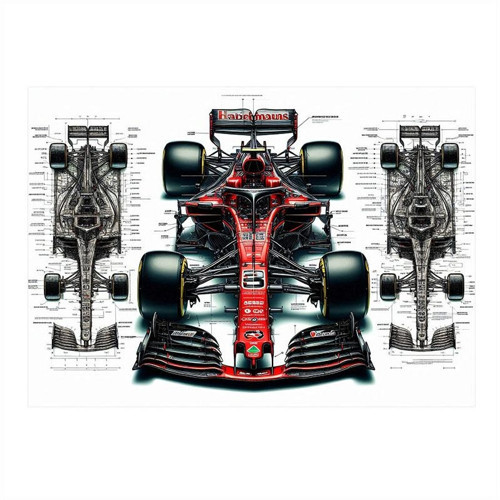 Yarış Arabası Teknik Detay Art Mdf Poster 35cm X50cm
