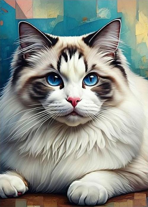 Sakin Mavi Gözlü Kedi Tasarım Mdf Tablo