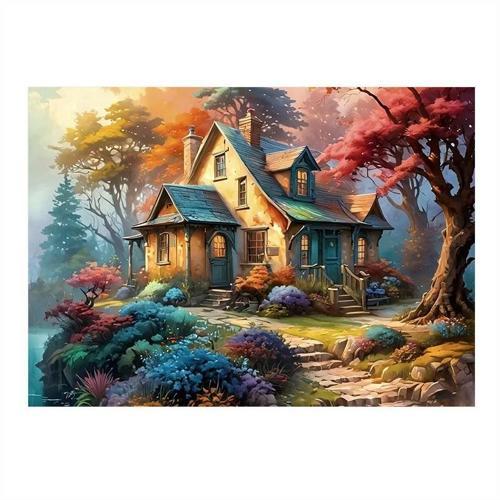 Renkli Orman Evi Model Mdf tablo 35cm X50cm