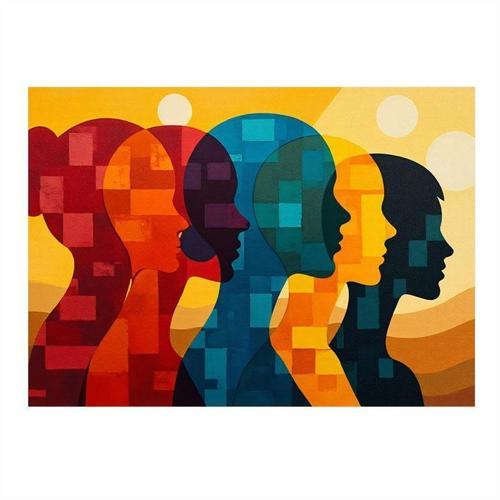 Renkli İnsan Figürleri Mdf Tablo 25cmX 35cm