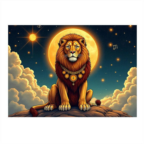 Gün Batımında Aslan Burcu Hediyelik Mdf Tablo 25cmX 35cm