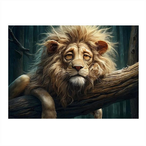 Ağaçta Dinlenen Aslan Mdf Tablo 25cmX 35cm