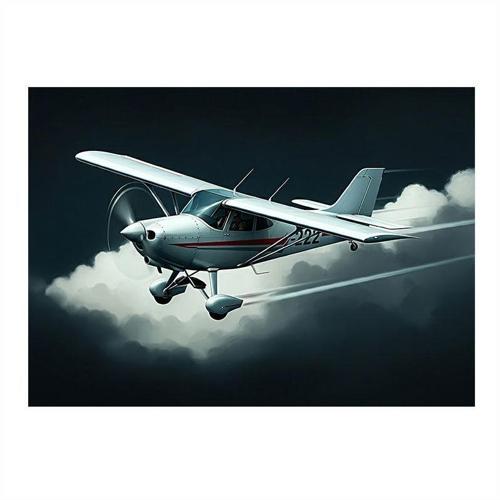 Pervaneli Beyaz Uçak Art Mdf Poster 50cmX 70cm
