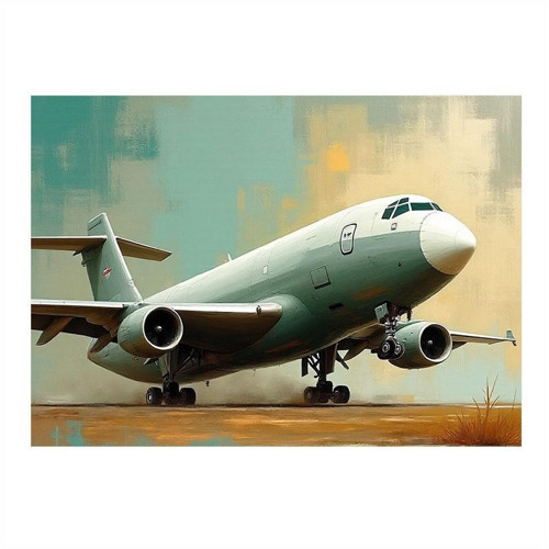 Havaalanında Uçak Kalkışı Dekoratif ahşap Tablo 35cm X50cm