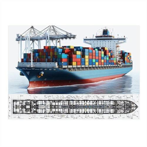Konteyner Gemisi Çizimi Hediyelik Mdf Tablo 50cmX 70cm
