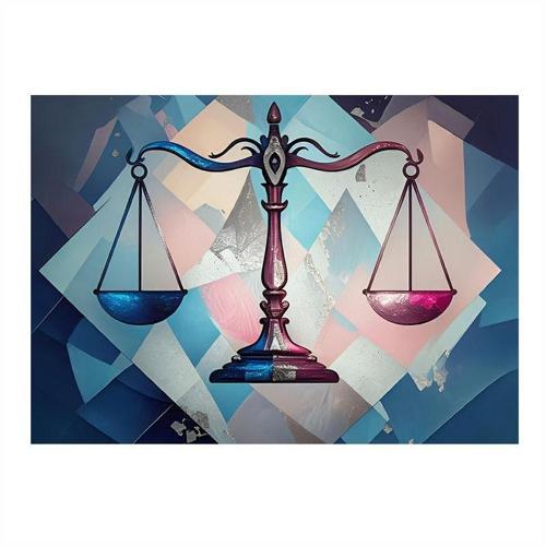 Renkli Terazi İllüstrasyonu Art Mdf Tablo 50cmX 70cm