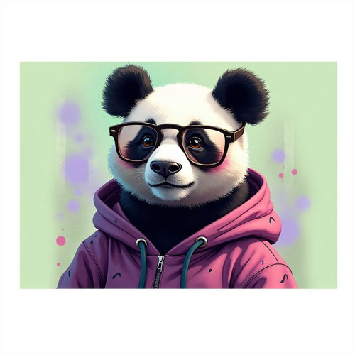 Şehirde Panda Figürü Desenli Ahşap Tablo 35cm X50cm