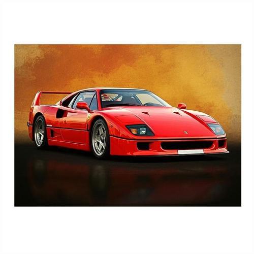 Kırmızı Spor Araba Modern Mdf Tablo 50cmX 70cm