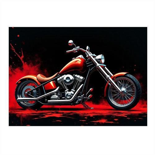Kırmızı Motosiklet Çizimi Model Mdf tablo 35cm X50cm