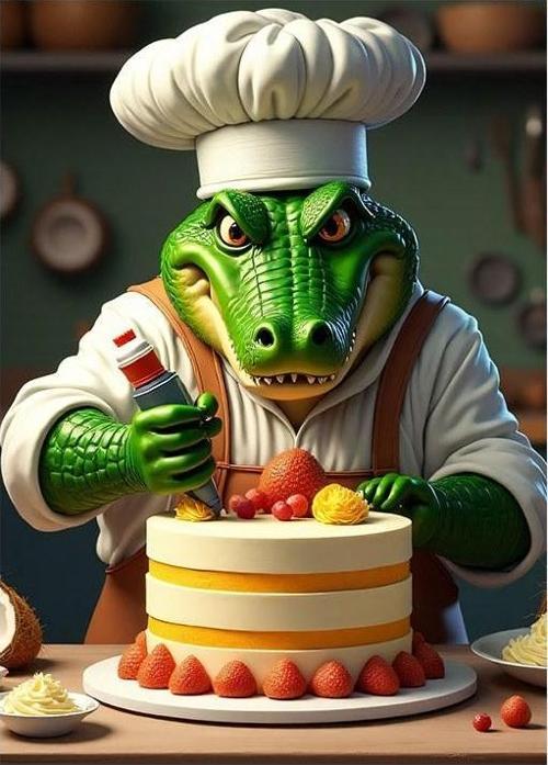 Pastacı Timsah Şefi Art Mdf Tablo