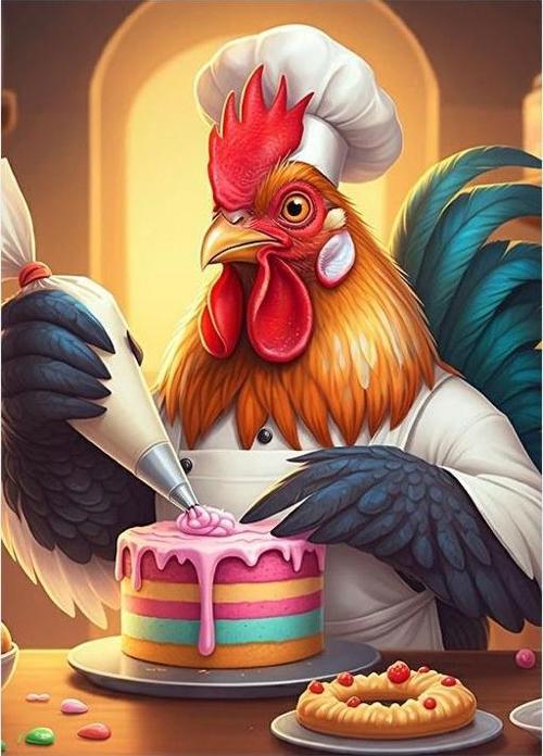 Pasta Yapan Horoz Şef Model Ahşap Tablo