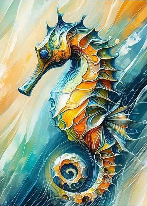 Renkli Denizatı Çizimi Mdf poster