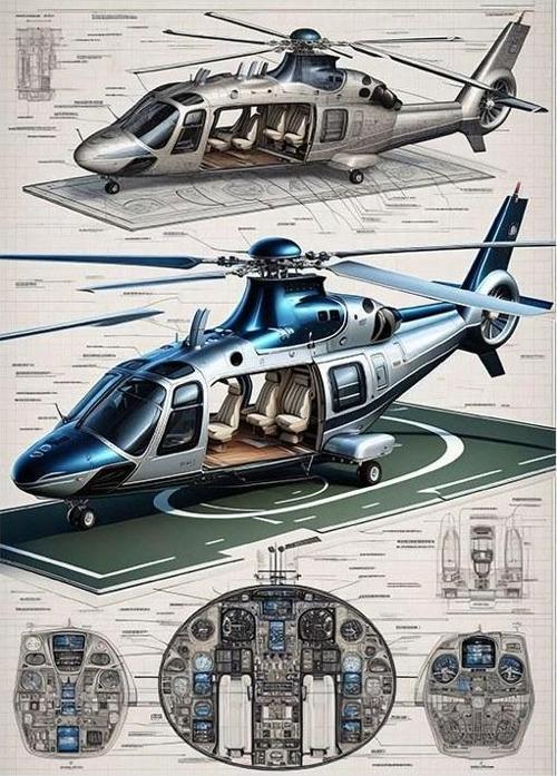 Helikopter Teknik Çizimi Art Mdf Poster