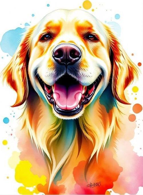 Renkli Köpek Portresi Dekoratif Mdf Tablo