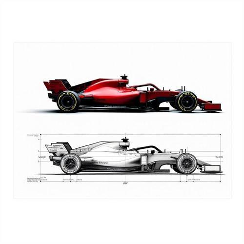 Kırmızı Formula 1 Araç Tasarımı Desenli Mdf Tablo 50cmX 70cm