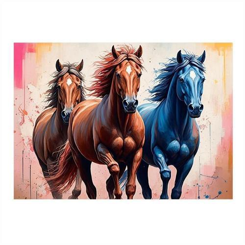 Koşan Atlar İllüstrasyonu Tasarım Mdf Tablo 35cm X50cm