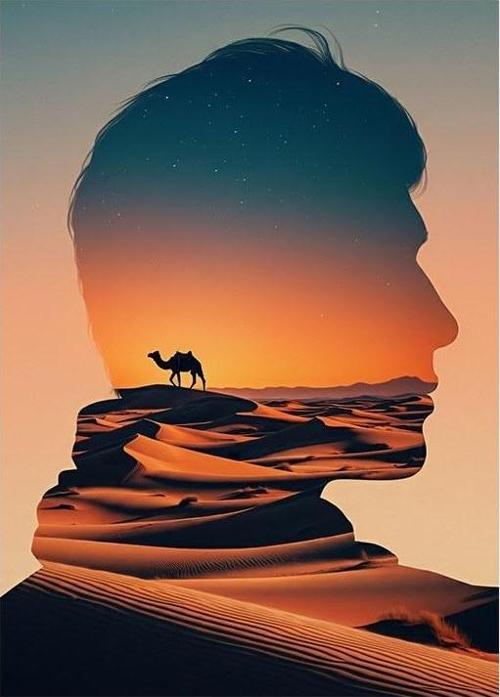 Silüet Çöl Manzarası Mdf poster