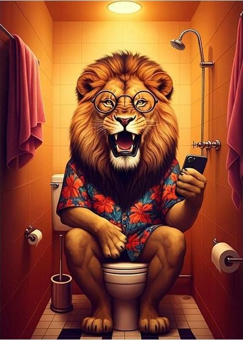 Aslan Tuvalette  Hediyelik Mdf Tablo