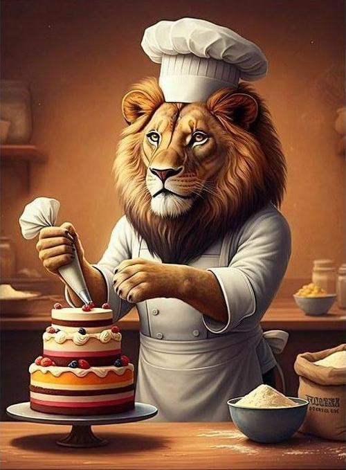 Pasta Yapan Aslan Şef Hediyelik Ahşap Tablo