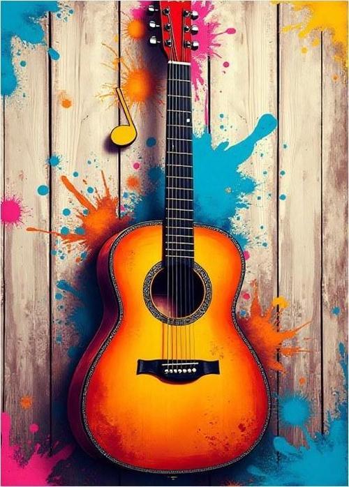 Ahşap Akustik Gitar Modern Ahşap Tablo