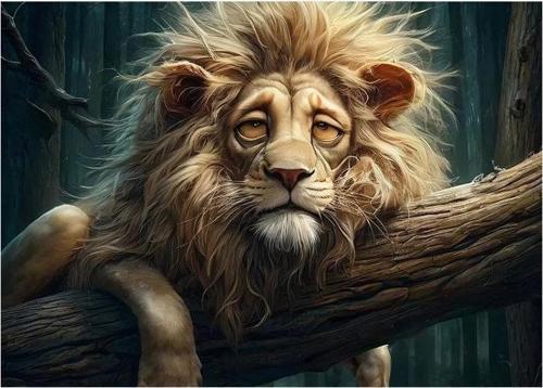 Yorgun Aslan Portresi Art Mdf Poster 25cmX 35cm