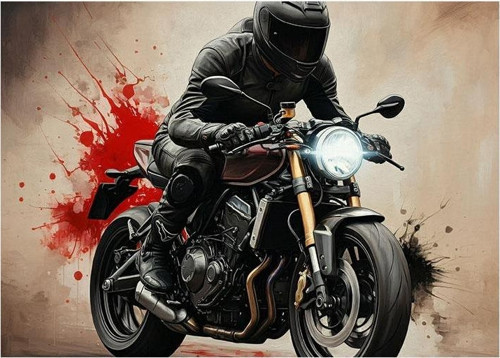 Motosiklet Sürücüsü Dekoratif ahşap Tablo 25cmX 35cm