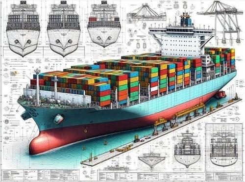 Yük Gemisi Teknik Çizim Modern Mdf Tablo 25cmX 35cm