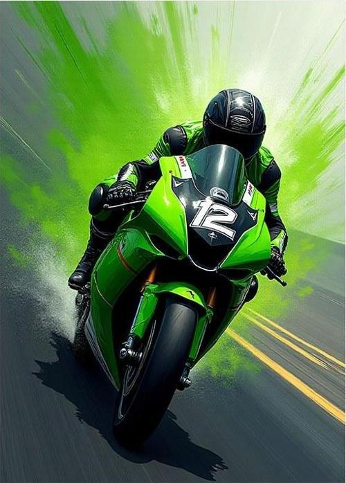 Yeşil Yarış Motosikleti Tasarım Ahşap Tablo