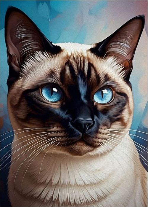 Mavi Gözlü Kedi Portresi Model Mdf tablo