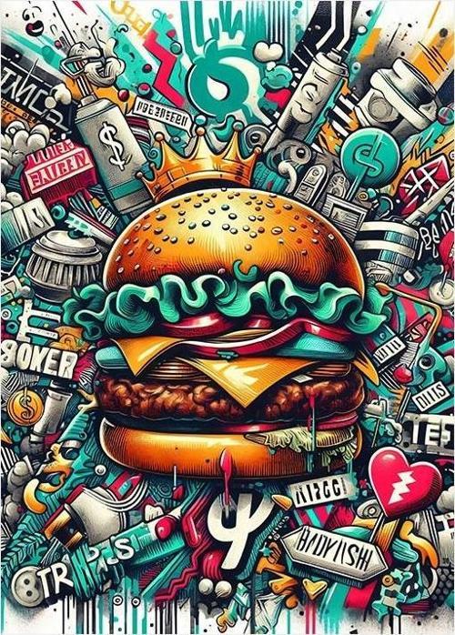 Hamburger Sanat Patlaması Art Mdf Tablo