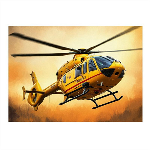 Sarı Kurtarma Helikopteri Dekoratif Mdf Tablo 35cm X50cm
